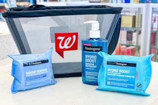 neutrogena products in front of a walgreens basket