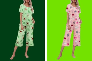 B0D9W3GQ53 Women-s Avocado PJs and sheep PJs pajamas short sleeve and flared capri bottoms