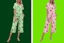 B0D9W3GQ53 Women-s Avocado PJs and sheep PJs pajamas short sleeve and flared capri bottoms