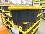 home depot heavy duty storage tote sitting on top of totes