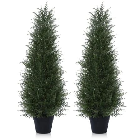 Artificial Cedar Topiary Tree Set