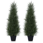 Artificial Cedar Topiary Tree Set