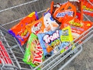 halloween candy in a cvs shopping cart