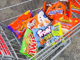 halloween candy in a cvs shopping cart