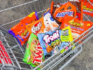 halloween candy in a cvs shopping cart