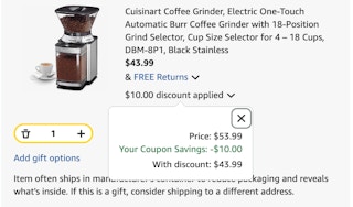coffee grinder Amazon receipt