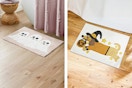 2 lifesyle images of Halloween bath rugs in bathroom settings
