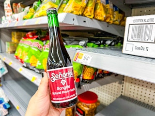 Sangria Senorial Soda (glass bottle) in grocery aisle in Walmart store