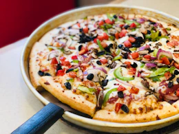 A pizza in a pan