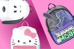 Snoopy, Hello Kitty, Minecraft mini backpacks