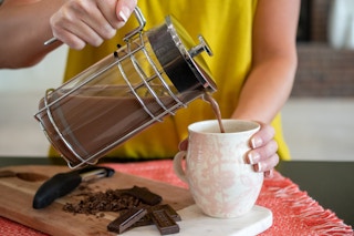 Use real chocolate to make French press hot chocolate.
