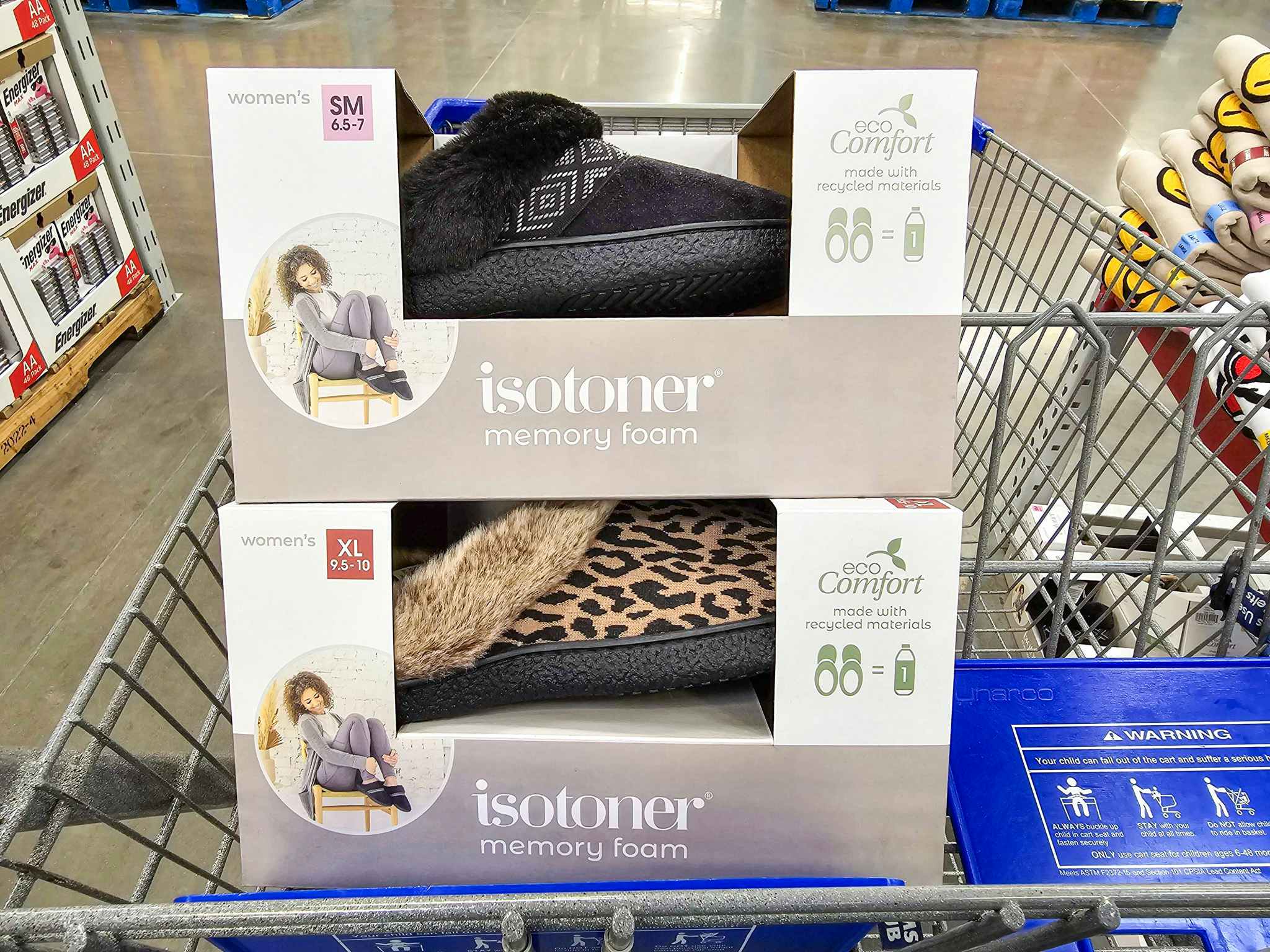 2 pairs of slippers in a cart