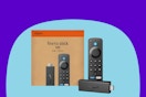 an amazon fire tv stick hd on a green background