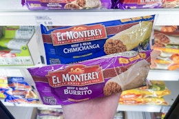 hand holding el monterey burrito and chimichanga at meijer