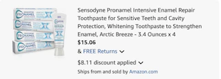 toothpaste Amazon receipt sensodyne
