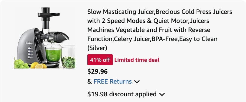 juicer Amazon receipt