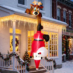 Hanging Inflatable Reindeer & Santa