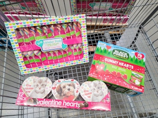 valentines treats in a cart