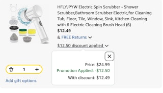 spin scrubber Amazon receipt