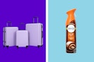 lavender 3-piece luggage set and febreze air freshener