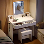 Vanity Desk Set with Mirror & Lights
