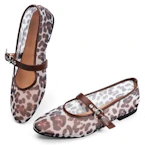Women's Leopard Mesh Ballet Flats