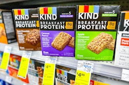 kind breakfast protein bars on the shelf