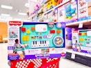 fisher-price dj table sitting on a target basket