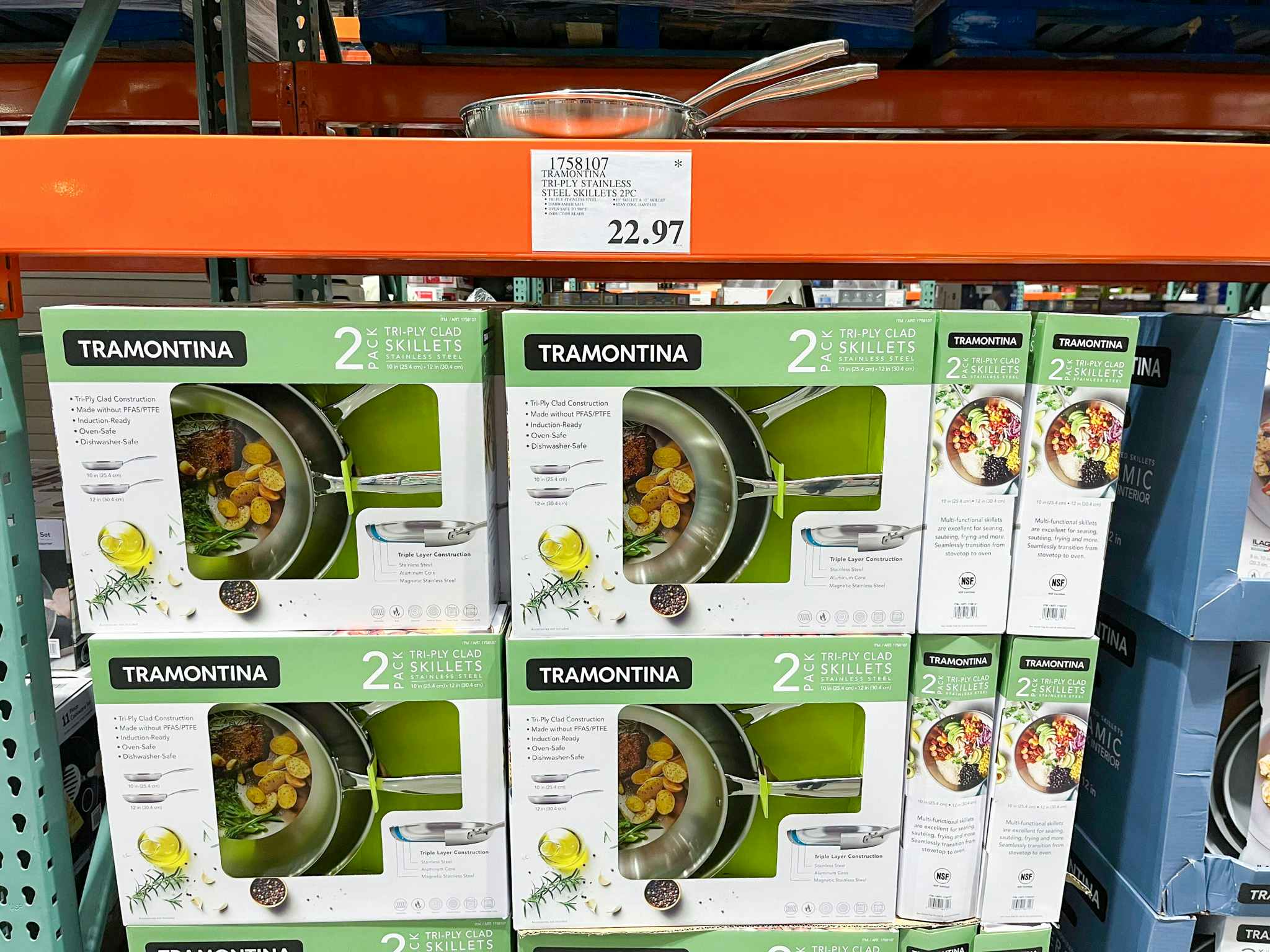 costco tramontina tri ply stainless steel skillets 2 pc