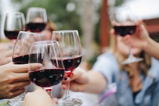 drinking wine outside