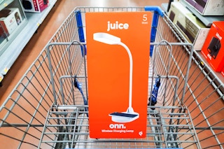 onn desk lamp with wireless charging station in walmart cart