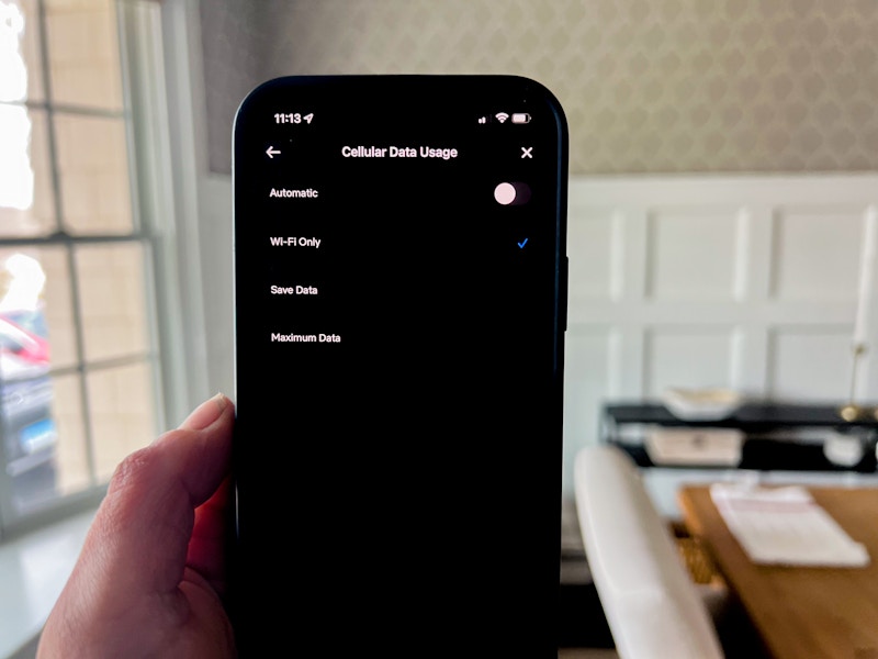 iphone showing the netflix mobile apps settings for cellular data usage