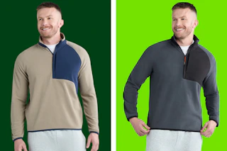 men's fleece pullovers on a male model