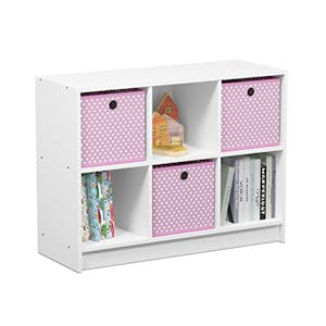 6-Cube Bookshelf with Storage Bins