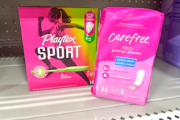 dollar general playtex and carefree on store shelf