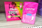 dollar general playtex and carefree on store shelf