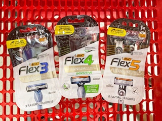 three packs of bic razors in Target shopping cart