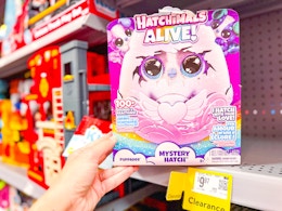 hand holding a box of Hatchimals Alive