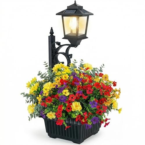 Outdoor Flower Pot Solar Lamp Post