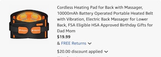 heating pad Amazon receipt