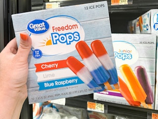 Someone holding some Red White and Blue ice cream in Walmart