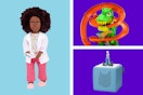 Our Generation doll doctor set, Hot Wheels dino set, and Toniesbox Disney Frozen