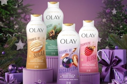 Bottles of different scents of Olay Holiday Body Wash