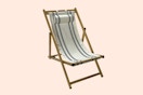 white and navy sling chair