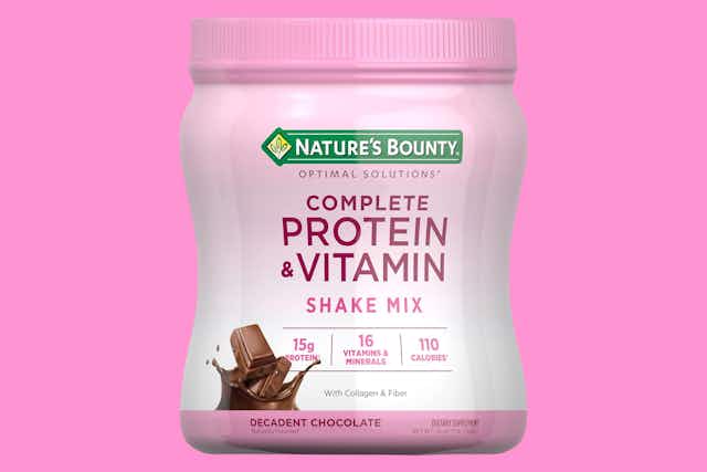 Nature's Bounty Protein Shake Mix: Get 2 for $20.68 on Amazon card image