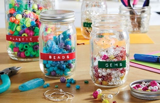 Glass jars with label