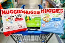 huggies wipes in a walmart cart
