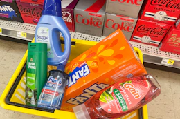 groceries in yellow shopping basket