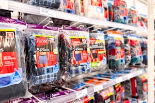 hanes men's boxers on a target shelf