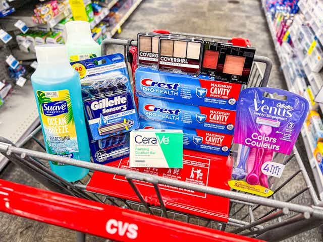 Score 12 Freebies With This CVS Shopping Haul: Cerave, Gillette, and More card image